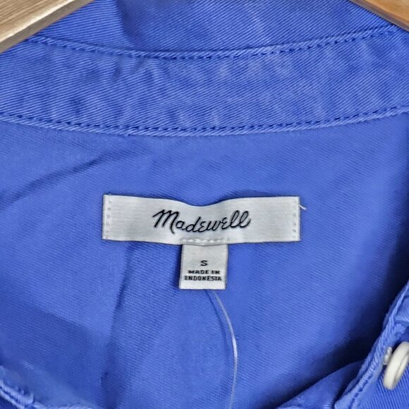 Madewell Mini Shirt Dress in (Re)generative Chino Button-Up Blue Women Small NWT - Picture 11 of 16